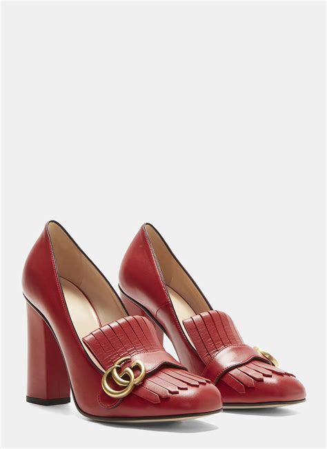 gucci black pumps gg interlocking green and red stripe|gucci low heel pumps.